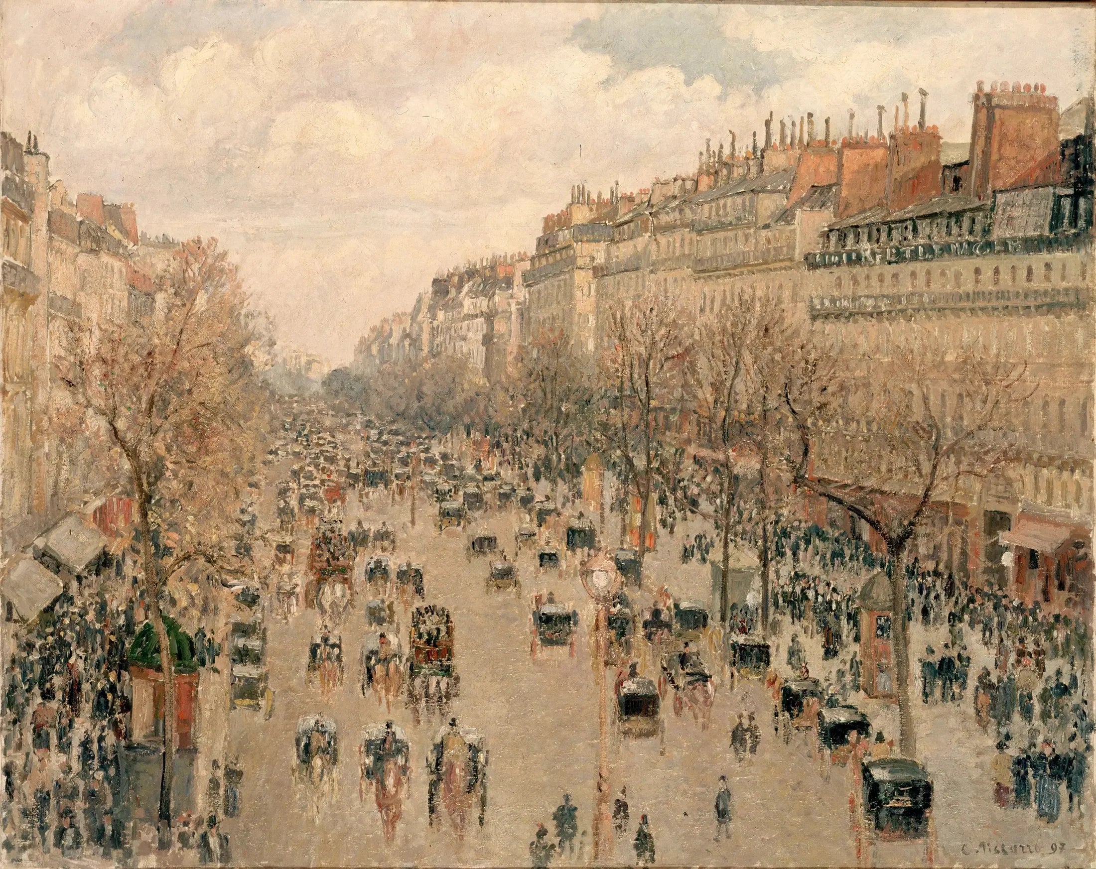Boulevard Montmartre, soleil après-midi - Camille Pissarro image 1 reproduction de peinture à l’huile