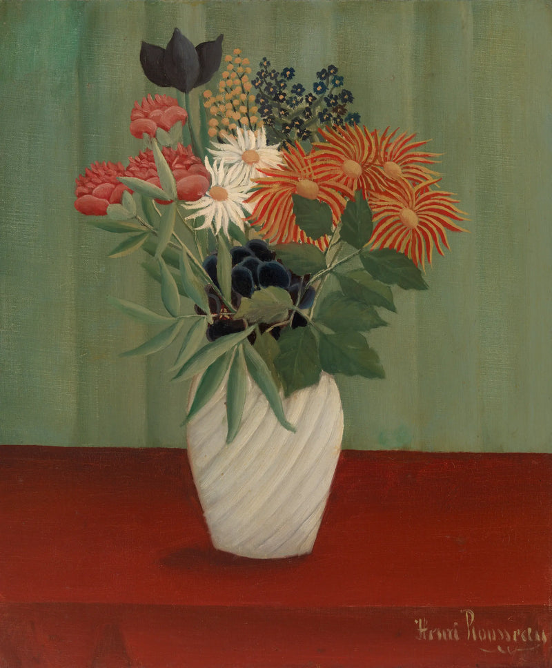 Blomsterranke med margeritter og tokyos - Henri Rousseau