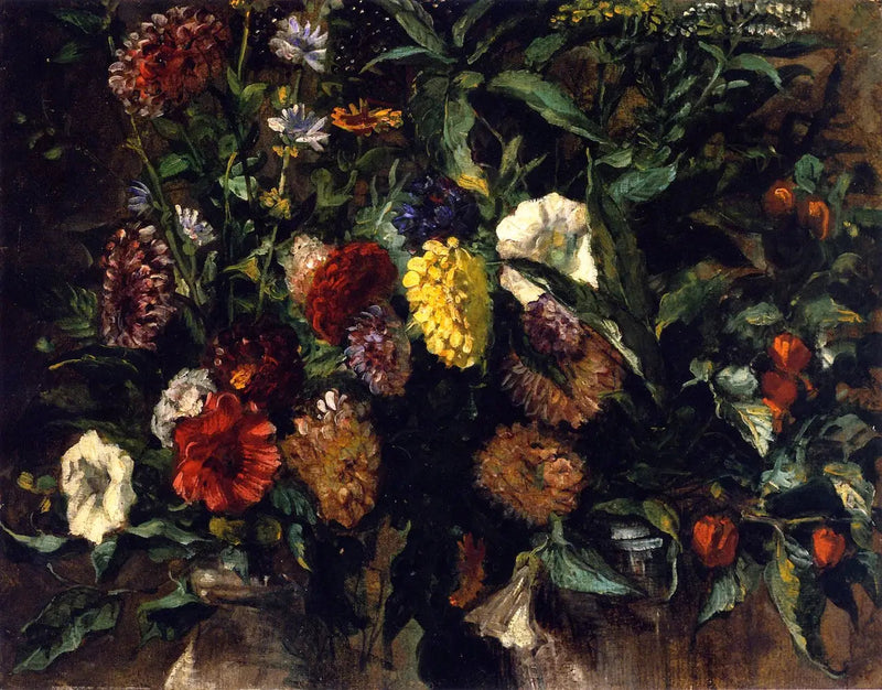 Blomsterbukett i en vase - Eugène Delacroix