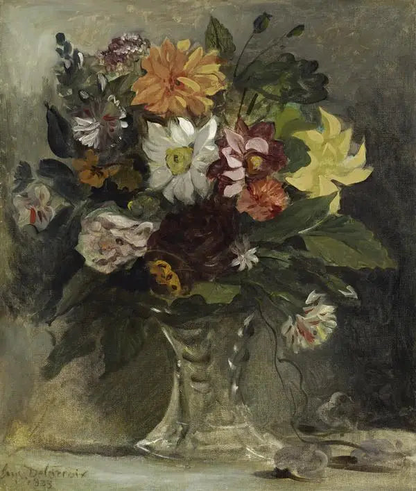 Bouquet de fleurs - Eugène Delacroix image 1 copie peinte à la main à l’huile