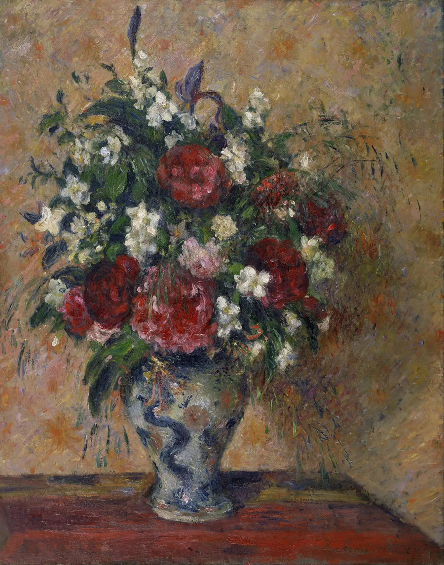 Blomsterbukett: pioen og syrin - Camille Pissarro