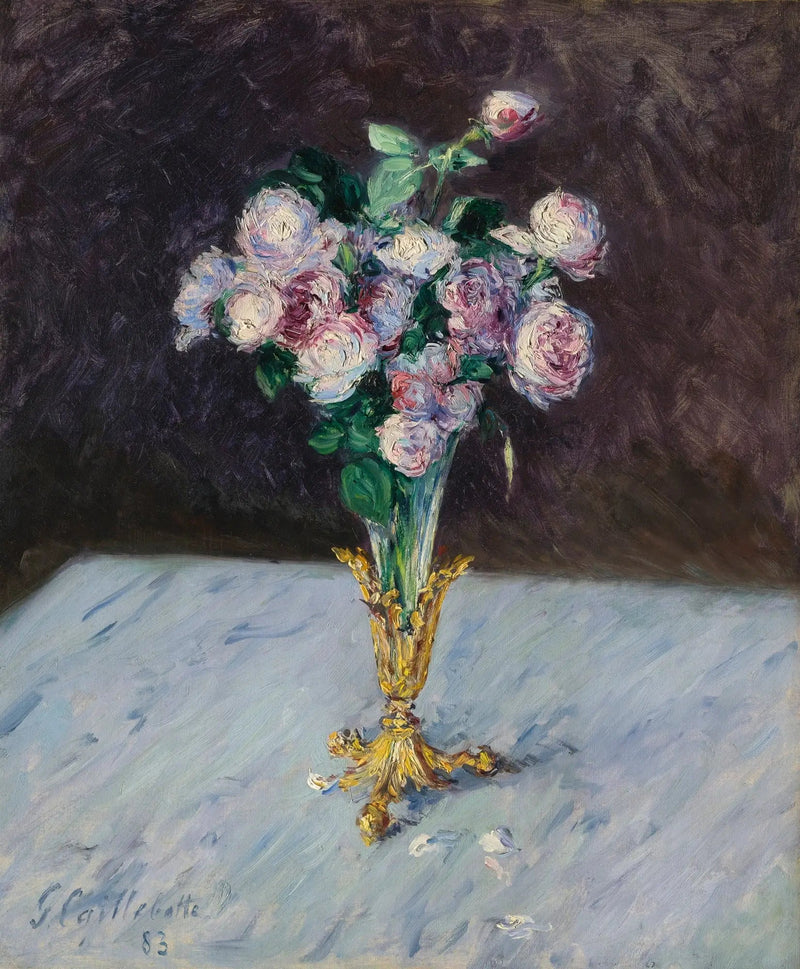 Bukett med roser i en krystallvase - Gustave Caillebotte