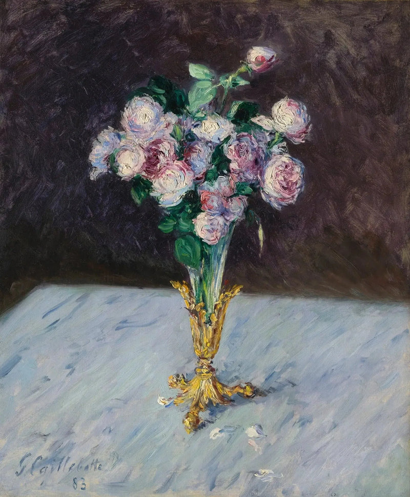 Bukett med roser i en krystallvase - Gustave Caillebotte
