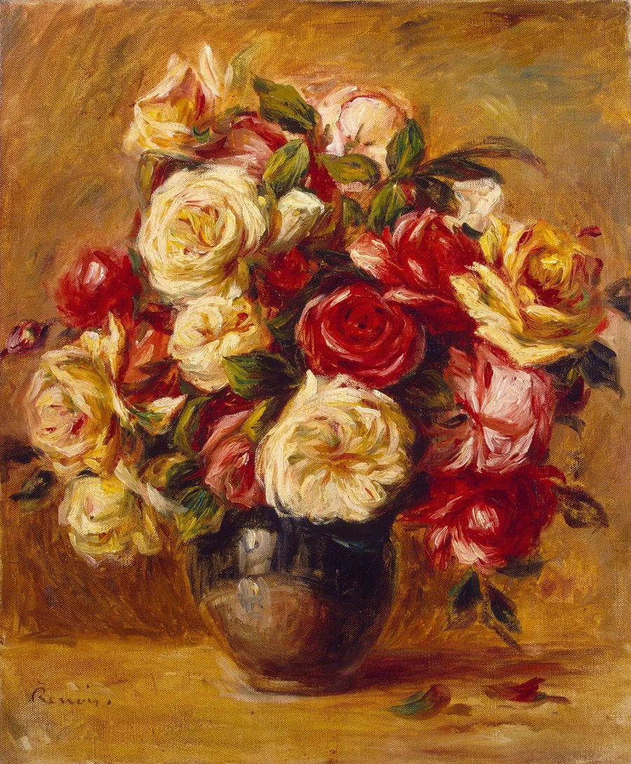 Roser i bukett - Pierre-Auguste Renoir