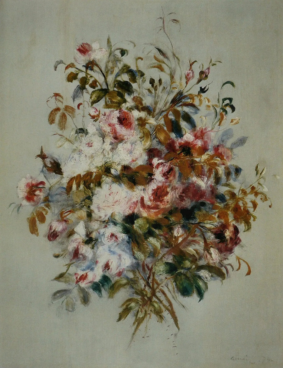 Roser i bukett - Pierre-Auguste Renoir