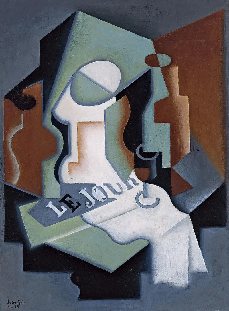 Flaske og fruktfat - Juan Gris