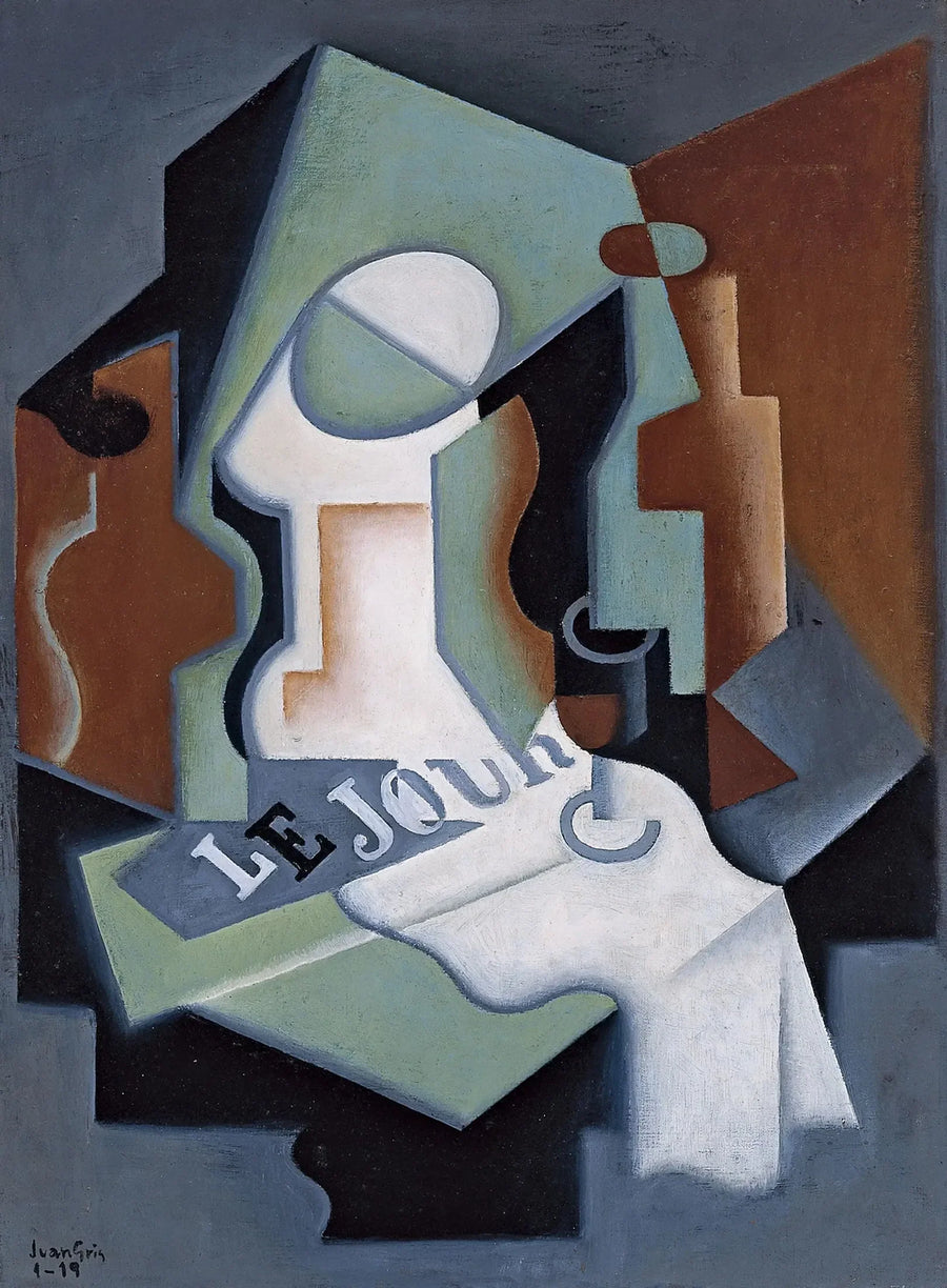 Flaske og fruktfat - Juan Gris