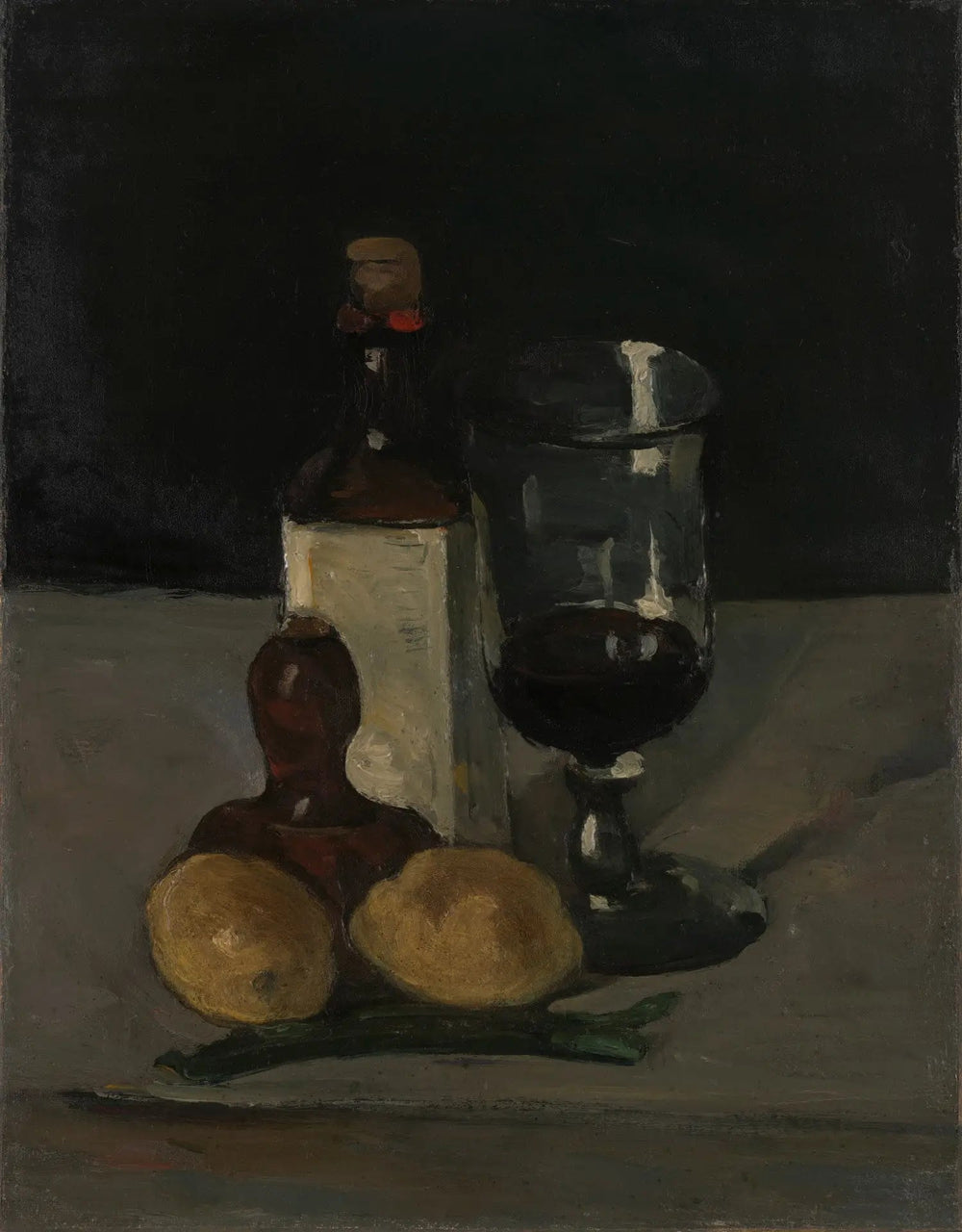 Bouteille, verre et citrons - Paul Cézanne image 1 tableau peint à l’huile sur toile