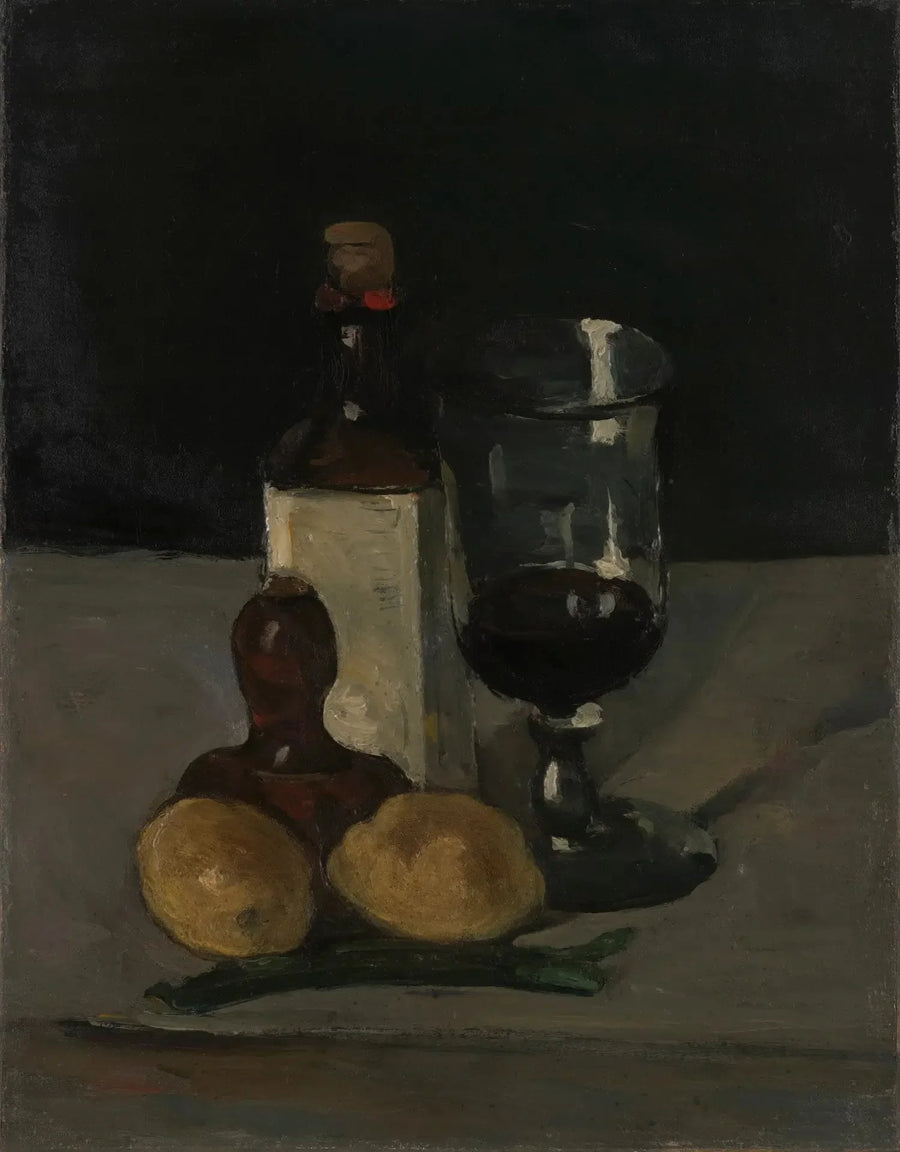 Flaske, glass og sitroner - Paul Cézanne