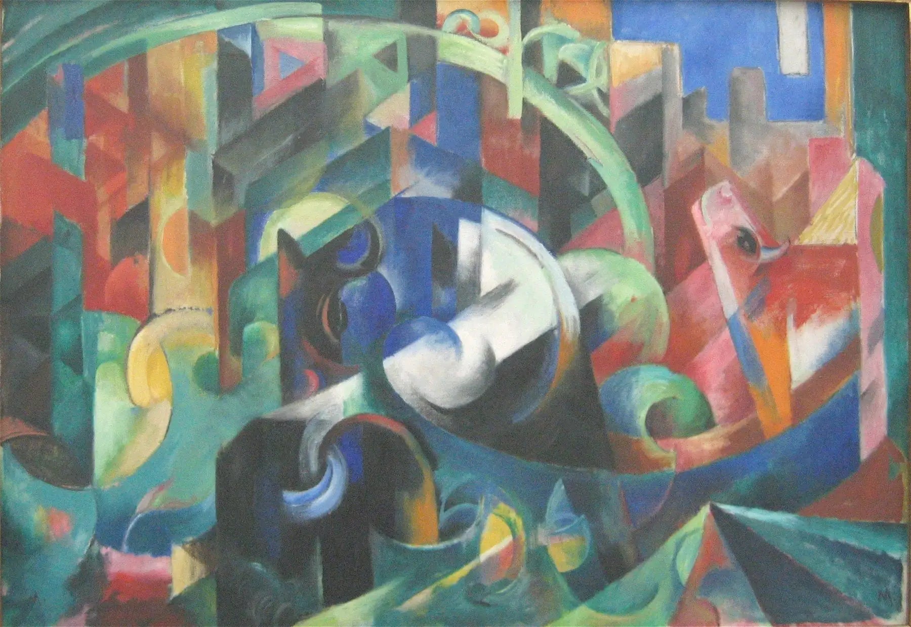Bovins I - Franz Marc image 1 copie peinte à la main à l’huile