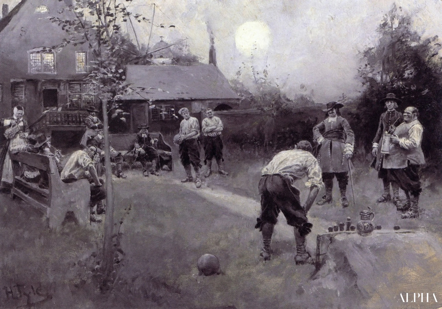 Bowling - Howard Pyle - Høykvalitets reproduksjoner av malerier og bilder