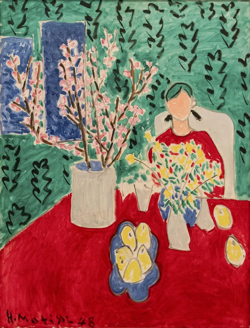 Plommegren, grønn bakgrunn - Henri Matisse
