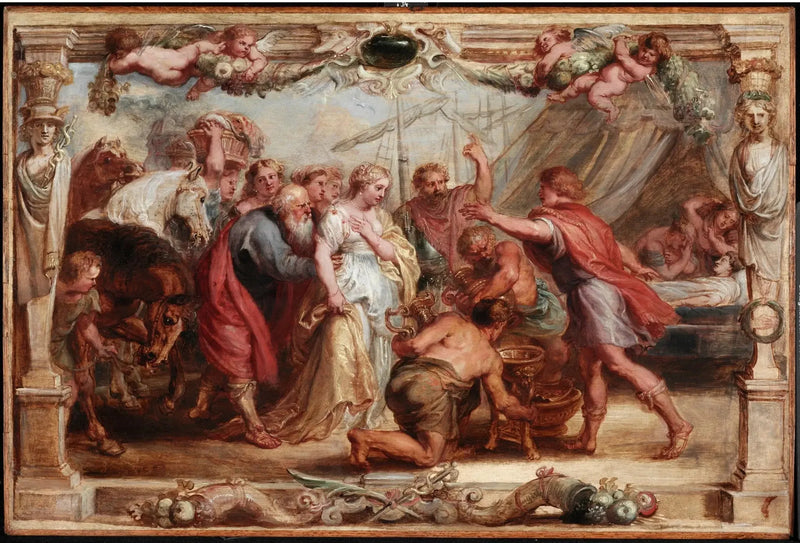 Briseis utlevert til Akilles - Peter Paul Rubens