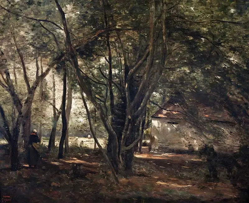 Brunoy, grønn allé nær gården - Jean-Baptiste Camille Corot