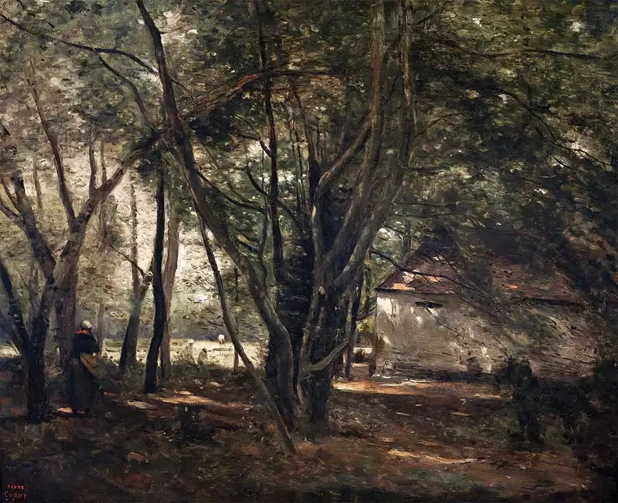 Brunoy, grønn allé nær gården - Jean-Baptiste Camille Corot