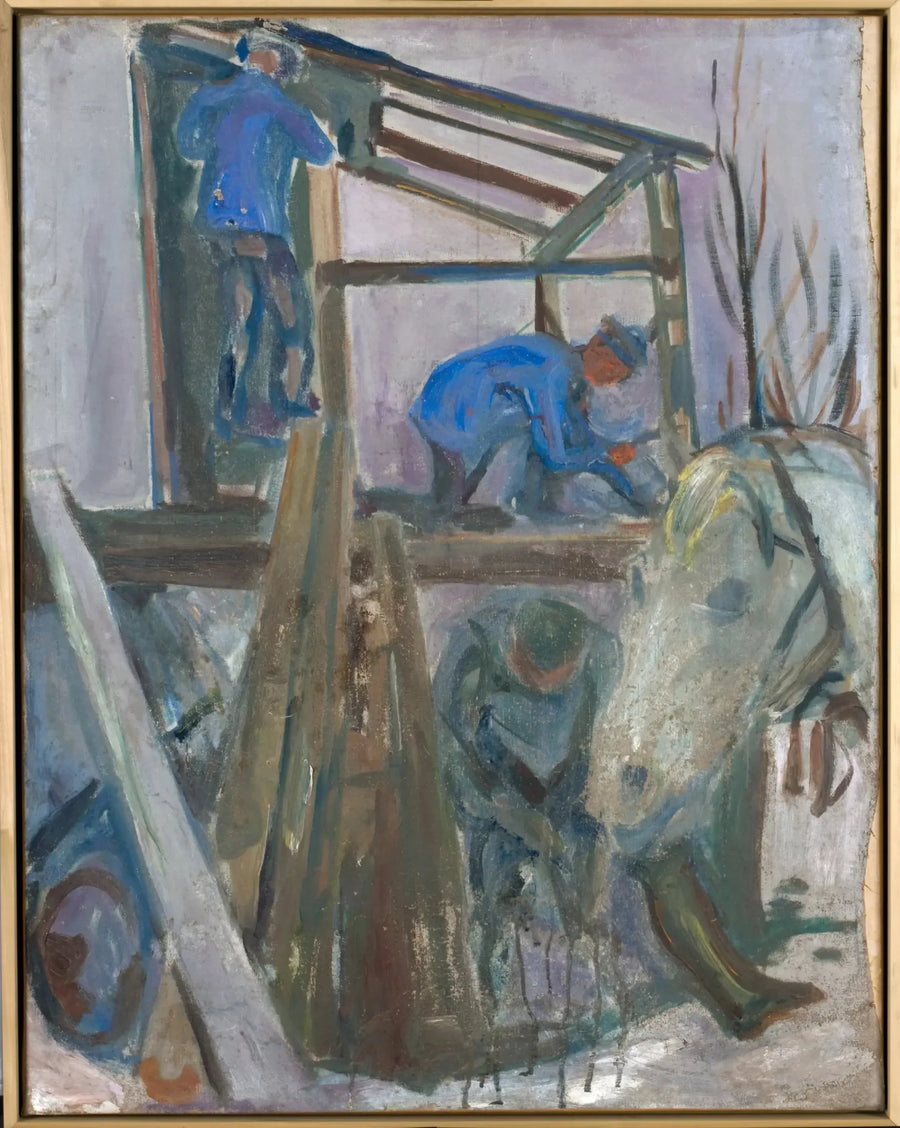 Tømmerhoggere i arbeid på studiobygningen - Edvard Munch