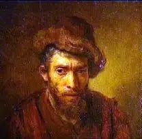 Bust av mann med pelslue - Rembrandt