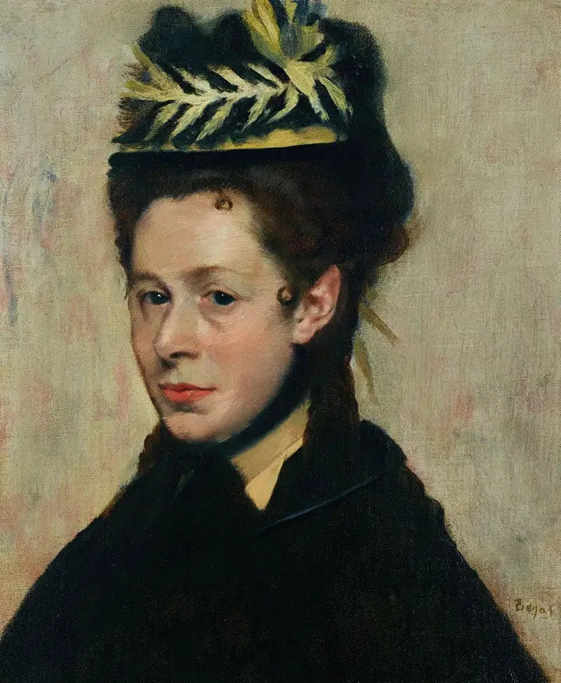 Bust av kvinne med fjærhatt - Edgar Degas