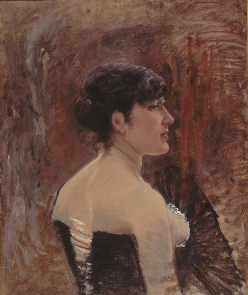 Kvinneportrett med en fan - Giuseppe De Nittis