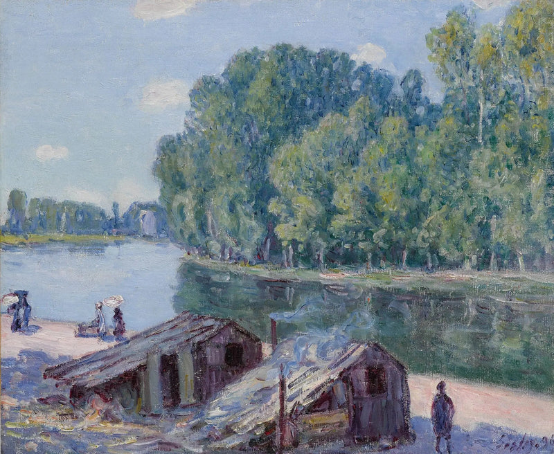 Hytter ved Loing-kanalen, Sollys - Alfred Sisley