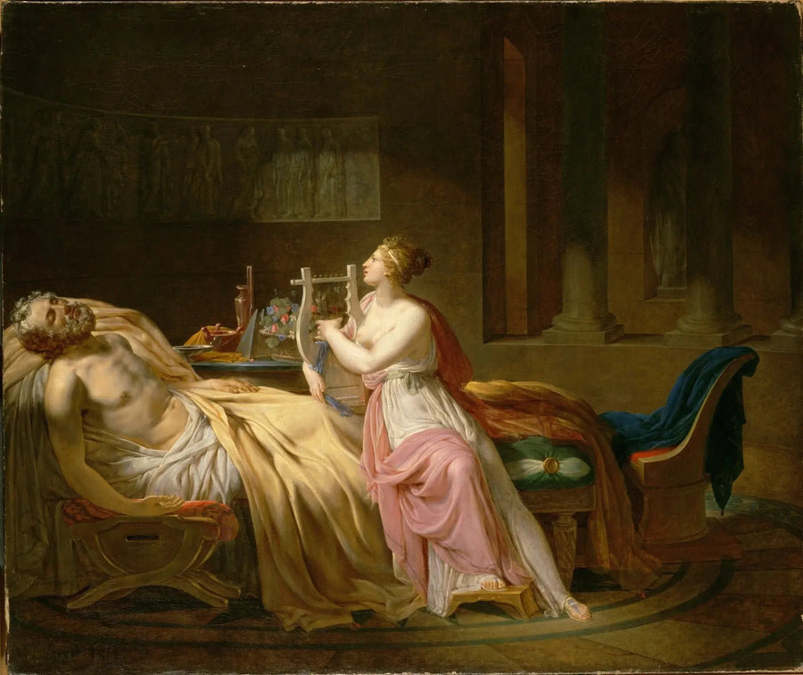 Calliope gråtende Homer - Jacques-Louis David