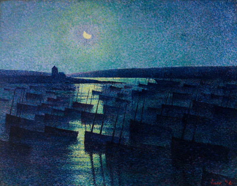 Camaret, måneskinn og fiskebåter - Maximilien Luce
