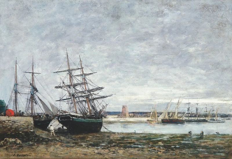 Camaret, lavvann i havnen - Eugène Boudin