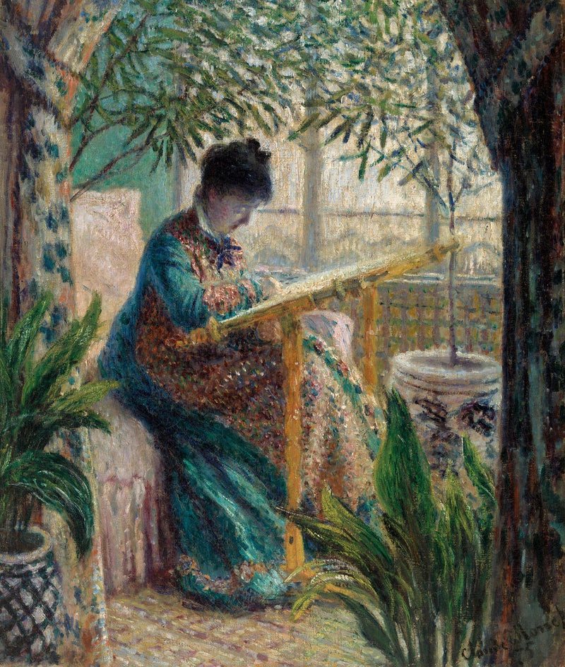 Madame Monet brodering, Camille på handel W366 - Claude Monet