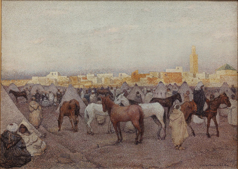 Camping av telt eller hestemarked nær Marrakech - Théo van Rysselberghe