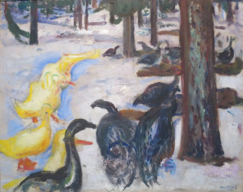 Ender og kalkuner i snøen - Edvard Munch