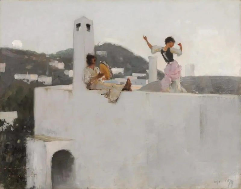 Capri-jente på et tak - John Singer Sargent