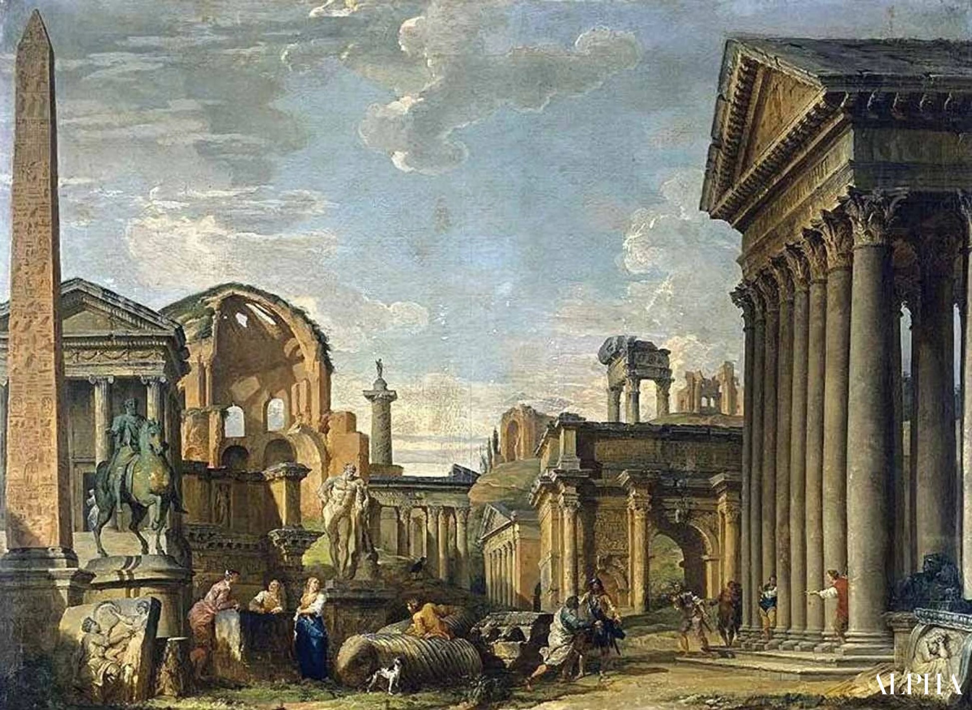 Arkitektonisk capriccio, 1730 - Giovanni Paolo Panini - Høykvalitets reproduksjoner av malerier og bilder