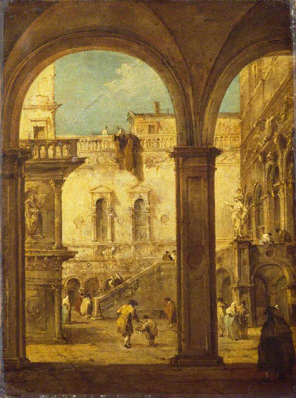 Capriccio med domstolen i Dogepalasset - Francesco Guardi