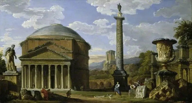 Capriccio av de romerske ruinene med Pantheon - Giovanni Paolo Panini

Source:
Capriccio des ruines romaines avec le Panthéon - Giovanni Paolo Panini