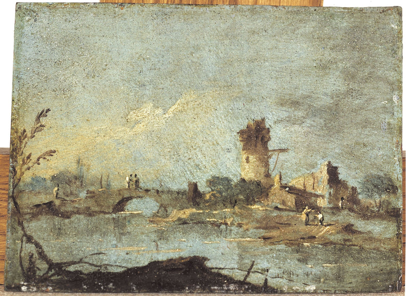 Rustikk Caprice, med bro og ruinert tårn - Francesco Guardi