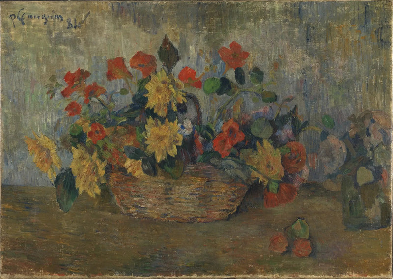 Kaprifol og dahliaer i en kurv - Paul Gauguin