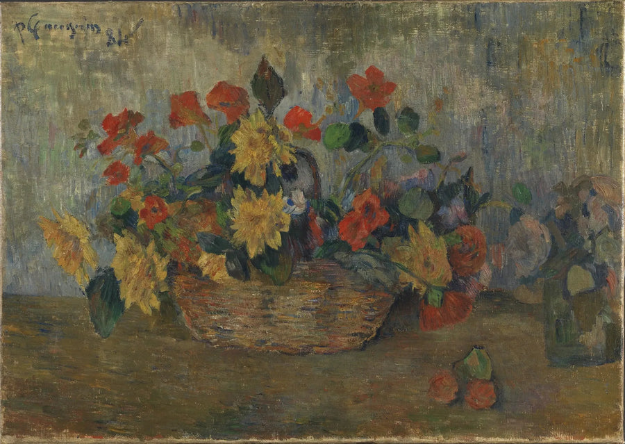 Kaprifol og dahliaer i en kurv - Paul Gauguin
