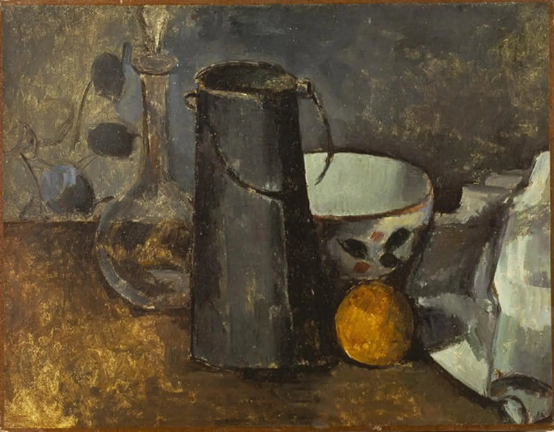 Karaffel, melkekartong, bolle og appelsin - Paul Cézanne