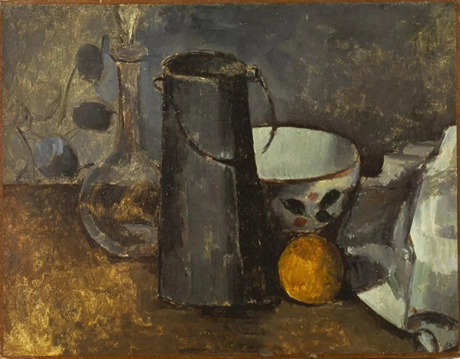 Karaffel, melkekartong, bolle og appelsin - Paul Cézanne