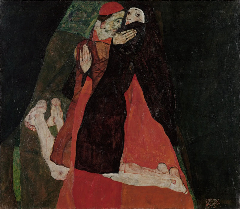 Kardinal og Nonne (Kjærtegn) - Egon Schiele