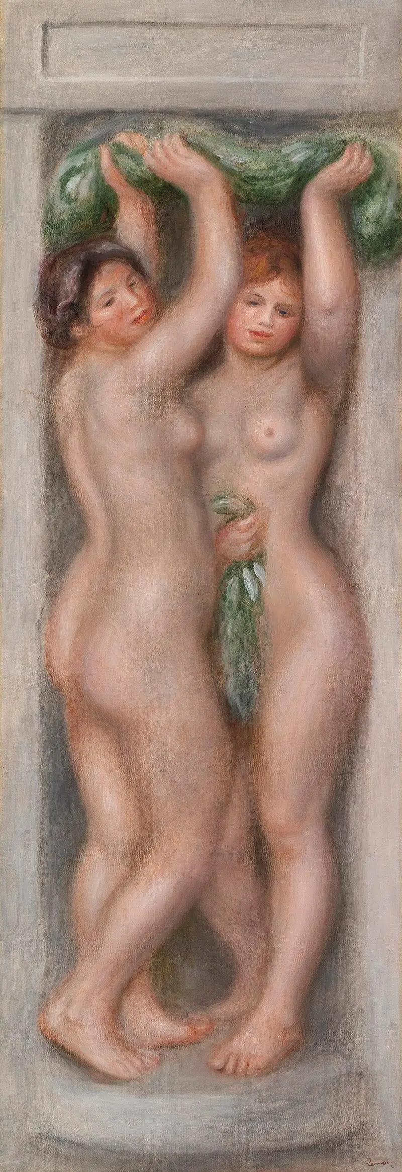 Kariatider (Kariatider); også kalt To badende (dekorativt panel) - Pierre-Auguste Renoir