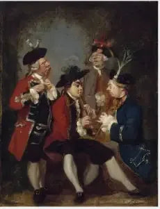 Karikatur av Sir Thomas Kennedy, James Caulfield, viscount Charlemont, den ærede John Ward og Richard Phelps - Joshua Reynolds