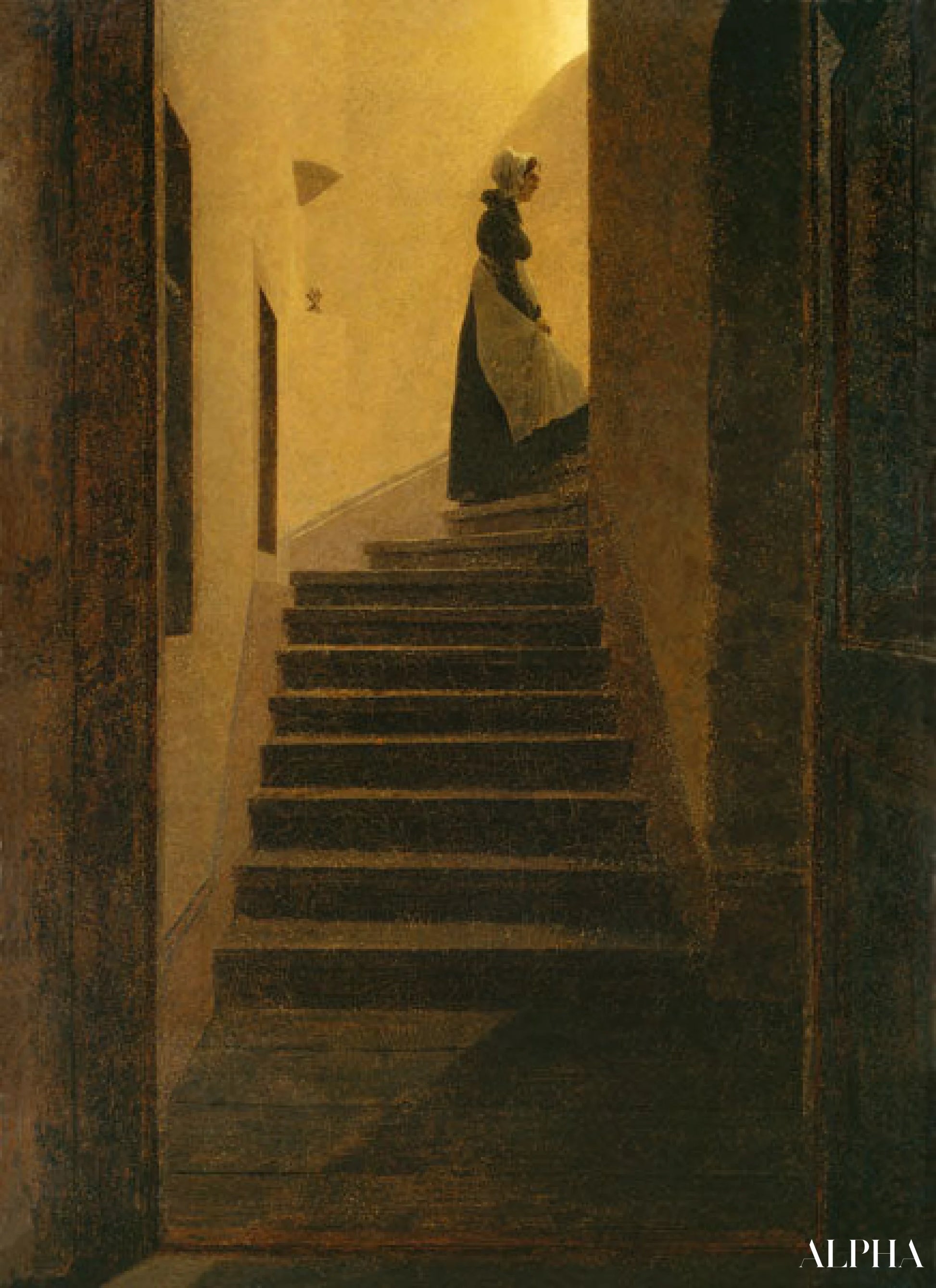 Reproduction du tableau « Caroline sur l'escalier - Caspar David Friedrich » par Alpha Reproduction en peinture à l’huile
