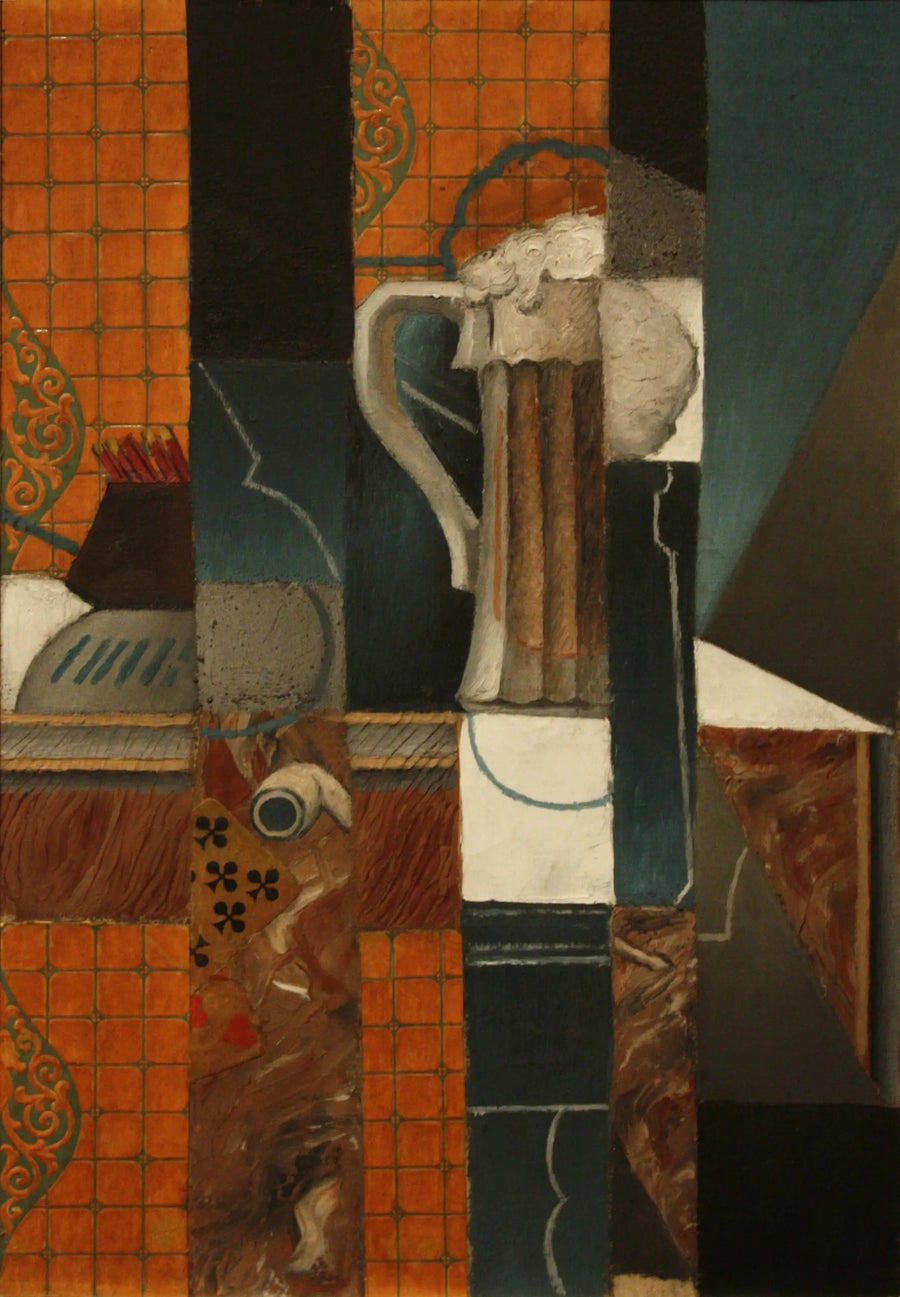 Kortspill og ølglass - Juan Gris