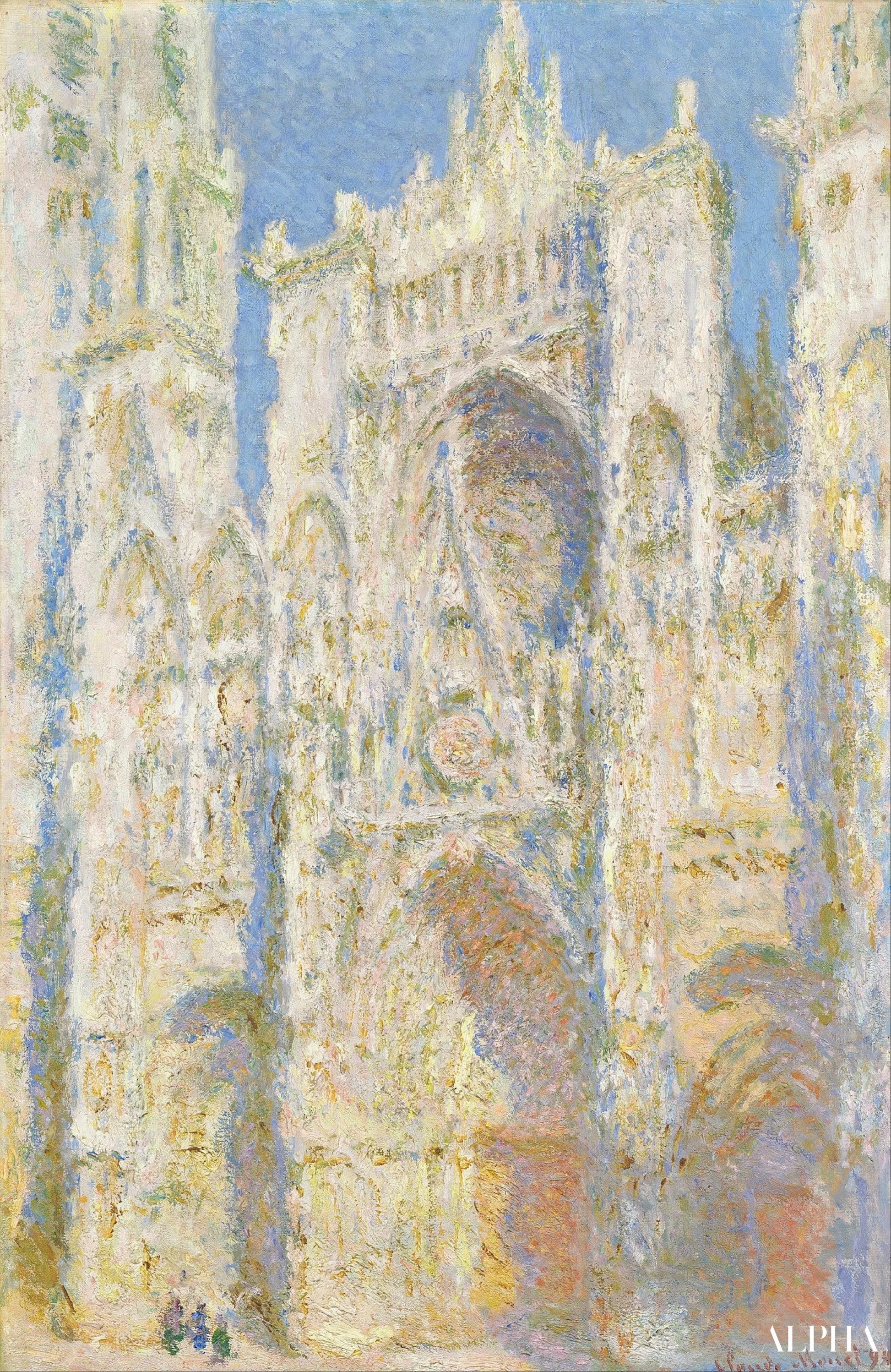 Rouen-katedralen, vestfasade, i solen (W1324) - Claude Monet - Høykvalitets reproduksjoner av malerier og bilder