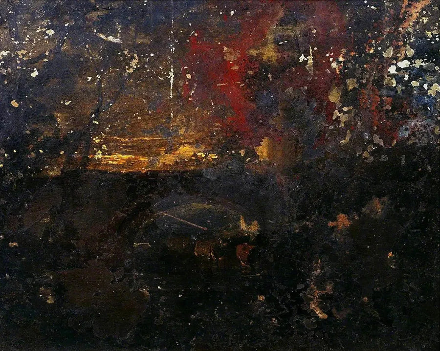 Kuer i en bekk under en bro - J. M. W. Turner