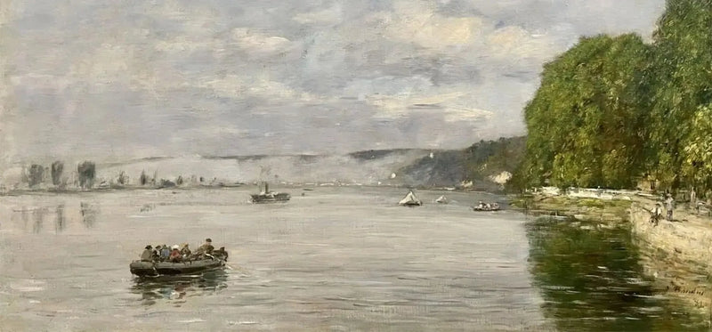 Caudebec-en-Caux, båter på Seinen - Eugène Boudin