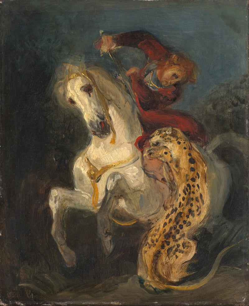 Rytter angrepet av en jaguar - Eugène Delacroix