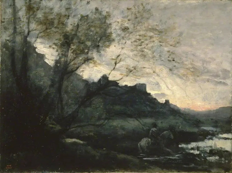 Cavalier i vannet - Jean-Baptiste Camille Corot