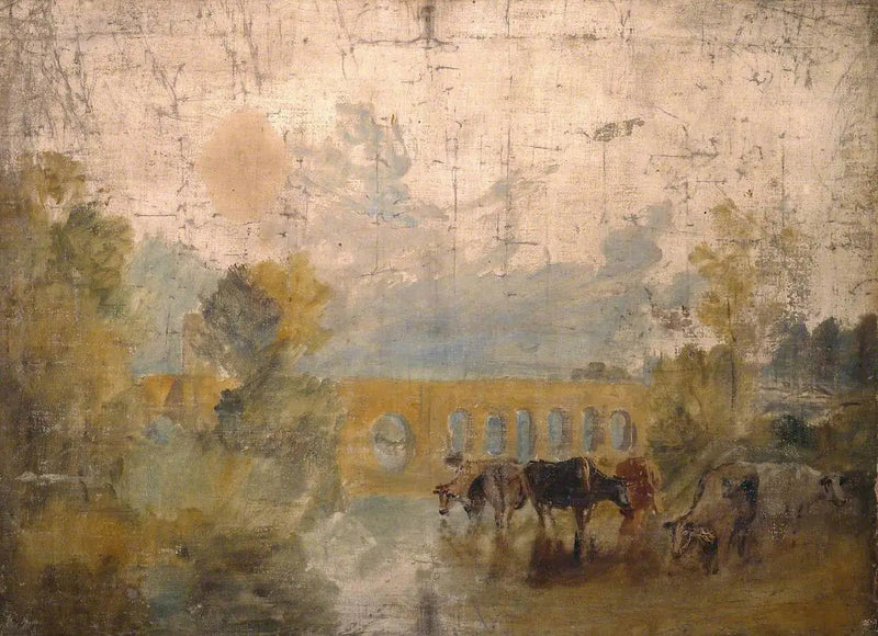 Caversham Bridge med storfe i vannet - J. M. W. Turner